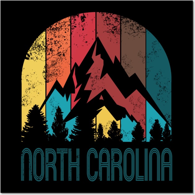 Retro North Carolina Design for Men Women and Kids Wall Art by HopeandHobby
